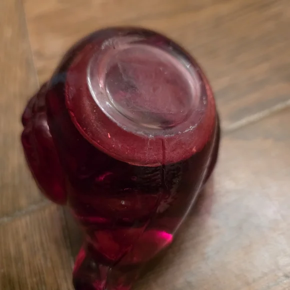 Vintage Ruby Red Glass Bird Tea Light Holder – L.E. Smith Style - Picture 4 of 4